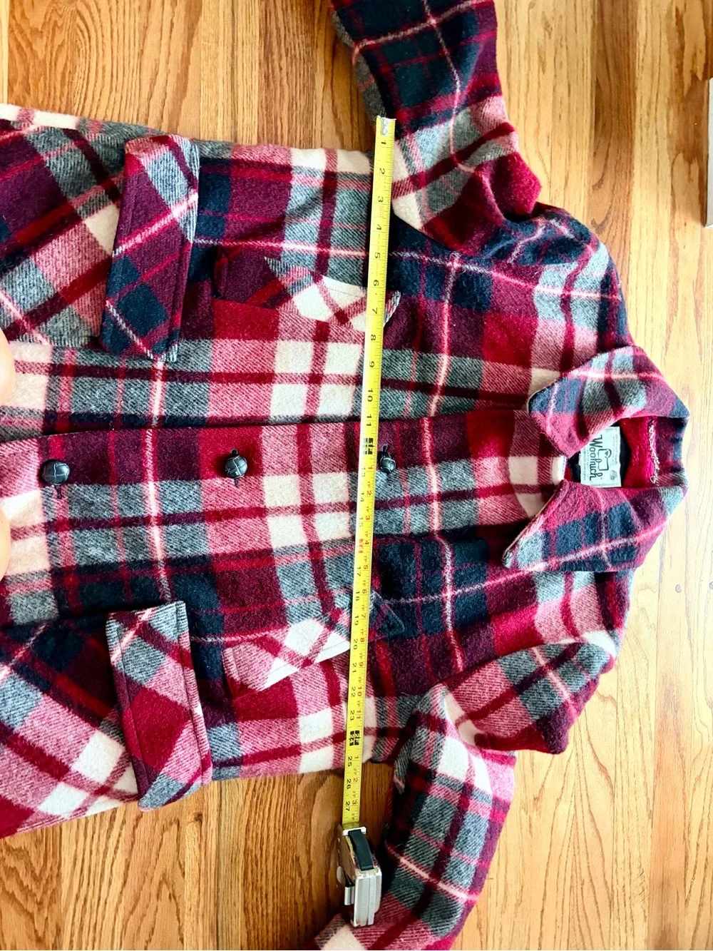 Vintage Woolrich Red Black Cream Plaid Men's Classic Coat